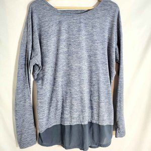 Women's Danskin Now Yoga Blue Heathered Medium Top Shirt Stretch Soft Long